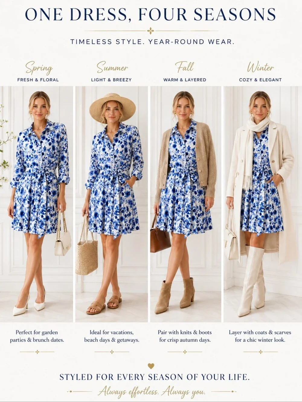 H&M | Blue White Floral Button Front Shirt Dress | Size L | Belted Long Sleeve - Picture 4 of 9